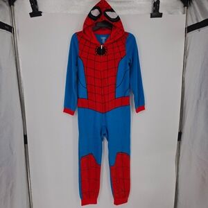 Marvel Spider-Man Boys Hooded Fleece Union Suit Pajamas